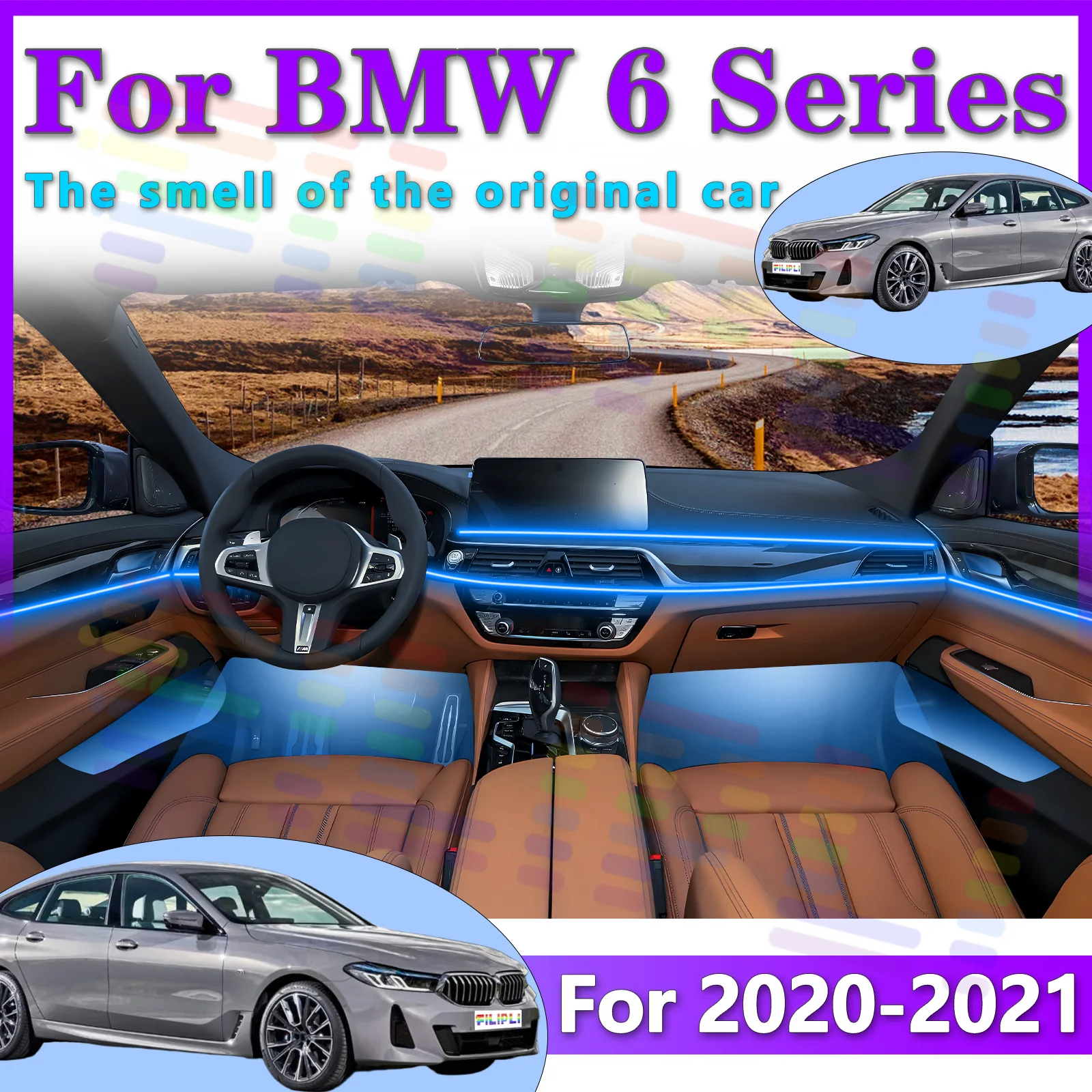 

FILIPLI для BMW 6 серии G30 G31, внутреннее светодиодное экологическое освещение, приложение - управление 64 цветами RGB-симфония для вождения