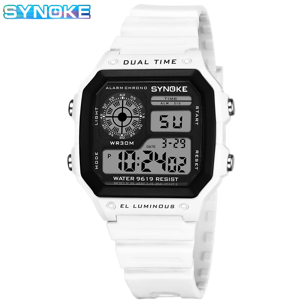 SYNOKE Digital Watches Lady Sports Luminous Multifunction Waterproof Chrono Wristwatch Outdoor Girls Fashion Student Watch