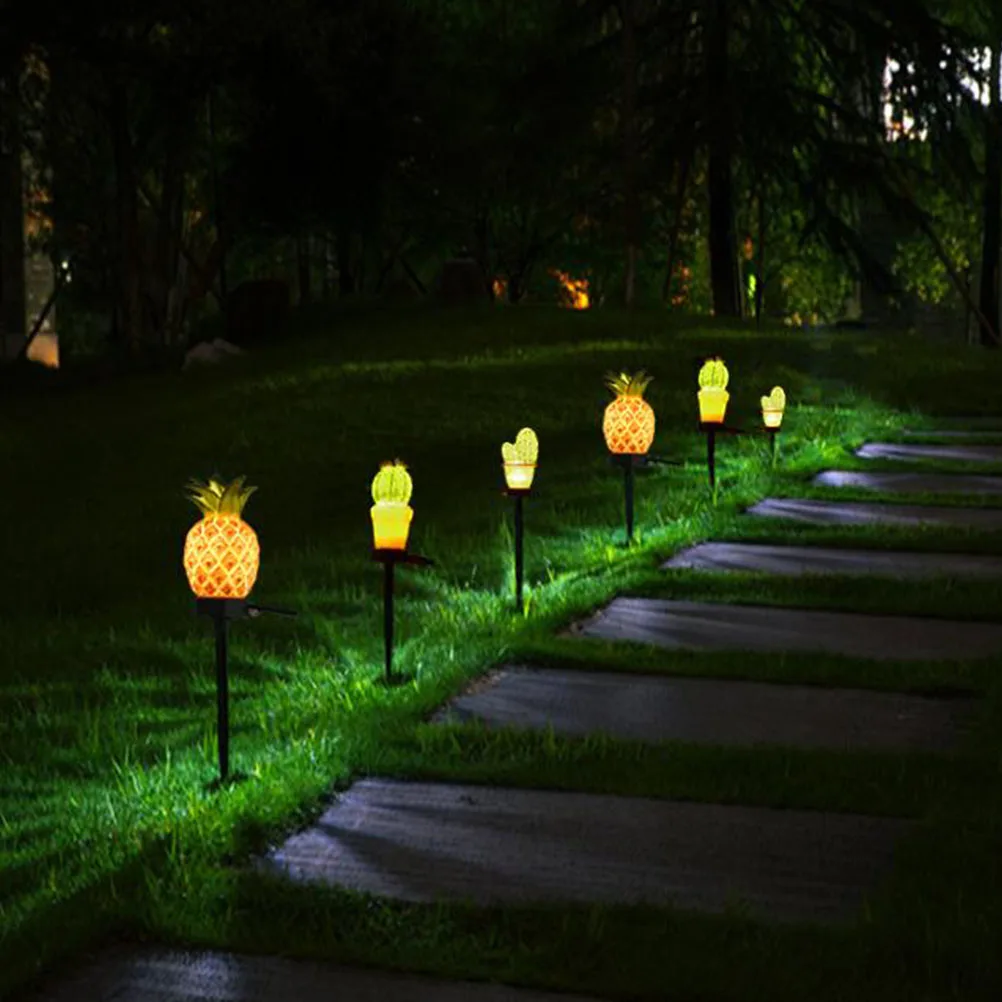 2pcs Pineapple Landscape Light Solar Garden Lights Lawn Night Yard Pathway Outdoor Christmas Halloween