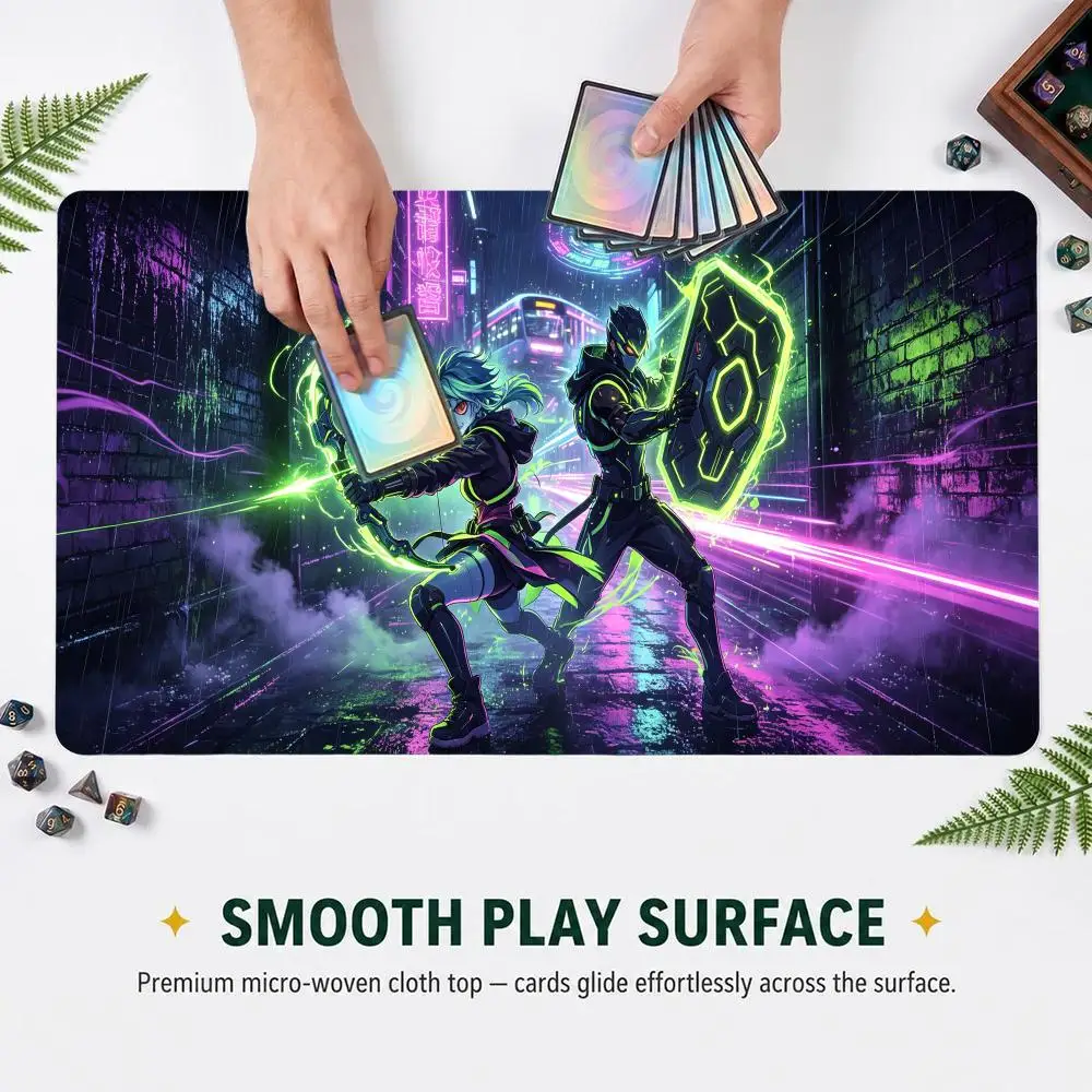 Anime Cyberpunk Archer Warrior TCG Playmat Anti‑Slip Rubber Large Trading Card Game Mouse Pad For YUGIOH Table Game Mat 60x35cm