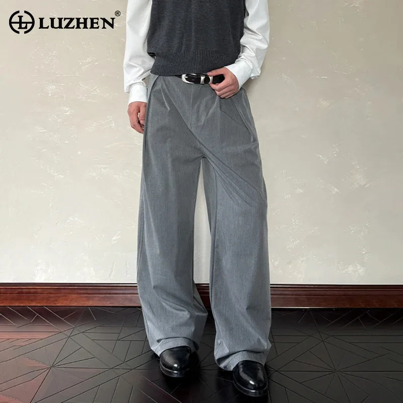 

LUZHEN Fashion Simple Elegant Solid Color Loose Straight Casual Pants 2025 New Original High Quality Handsome Trousers JY4277