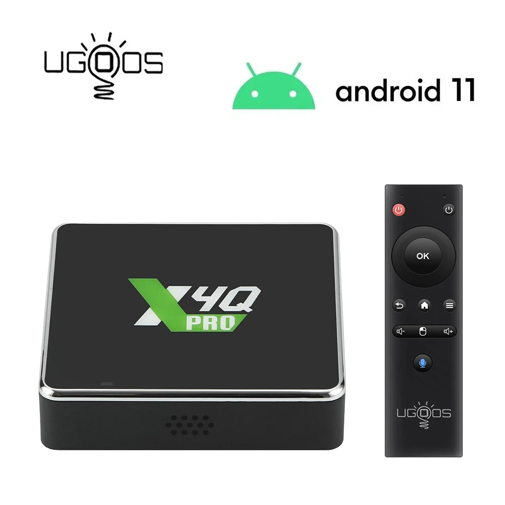 UGOOS X4Q Extra LPDDR4 4GB 128GB TV Box Android 11 Winevine L1 Amlogic S905X4 4K Google Voice 2G 16G 32G 64G X4Q Cube Pro Plus