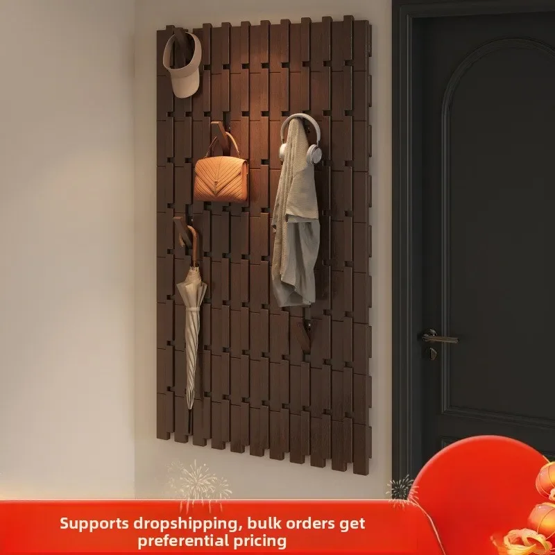 Solid wood piano keys, integrated hanger, whole wall coat rack, hole board on the wall at the entrance, storage, entrance