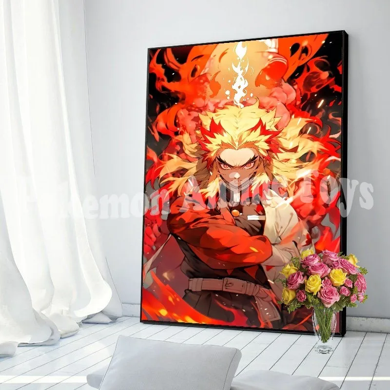 Anime Demon Slayer Canvas Poster Tanjirou Nezuko Kyoujurou Home Wall Art Painting Prints Pictures Kids Bedroom Decor Mural Gifts