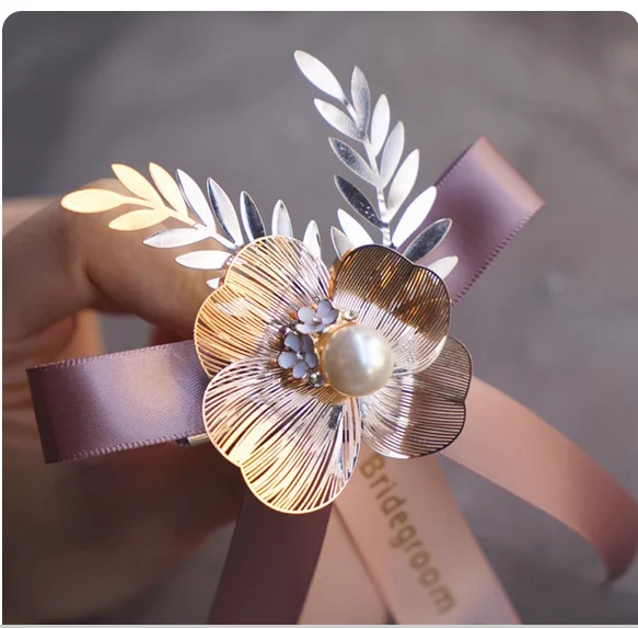 Forest bride, groom, bridesmaid, groomsman, father and mother, wedding corsage, simulation of a set of corsage wedding  Forest b