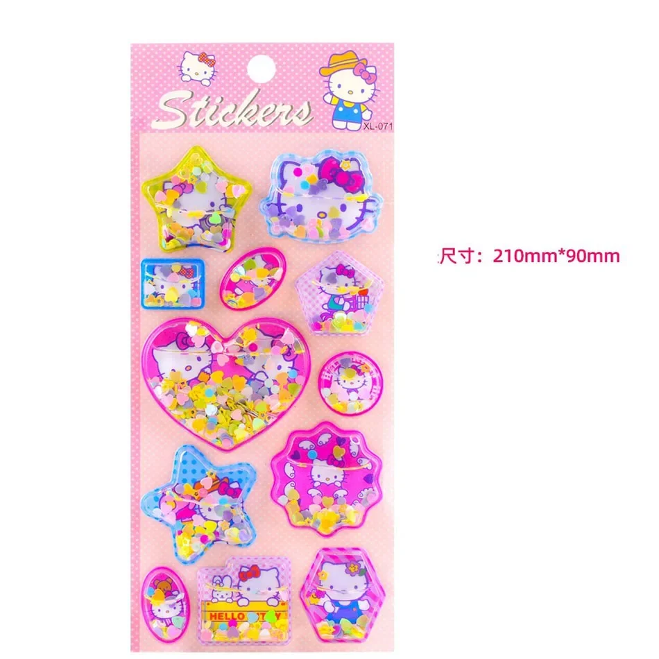 ثلاجة وامضة ثلاثية الأبعاد ثلاثية الأبعاد جديدة من سانريو، حافظة كمبيوتر محمول/هاتف مرحبا كيتي وملصقات للأطفال