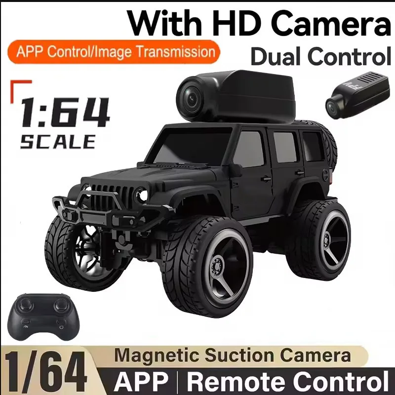 

Guardian Wrangler 1:64 Scale Alloy RC Car with Camera Transmission Remote Control Off-Road Vehicle Compatible with RC App