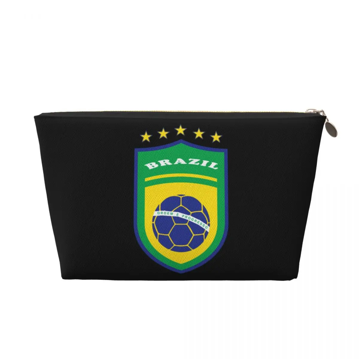 Custom Flag Of Brazil Football Cosmetic Bag Women Cute Large Capacity Brazilian Proud Makeup Case Beauty Storage Toiletry Bags