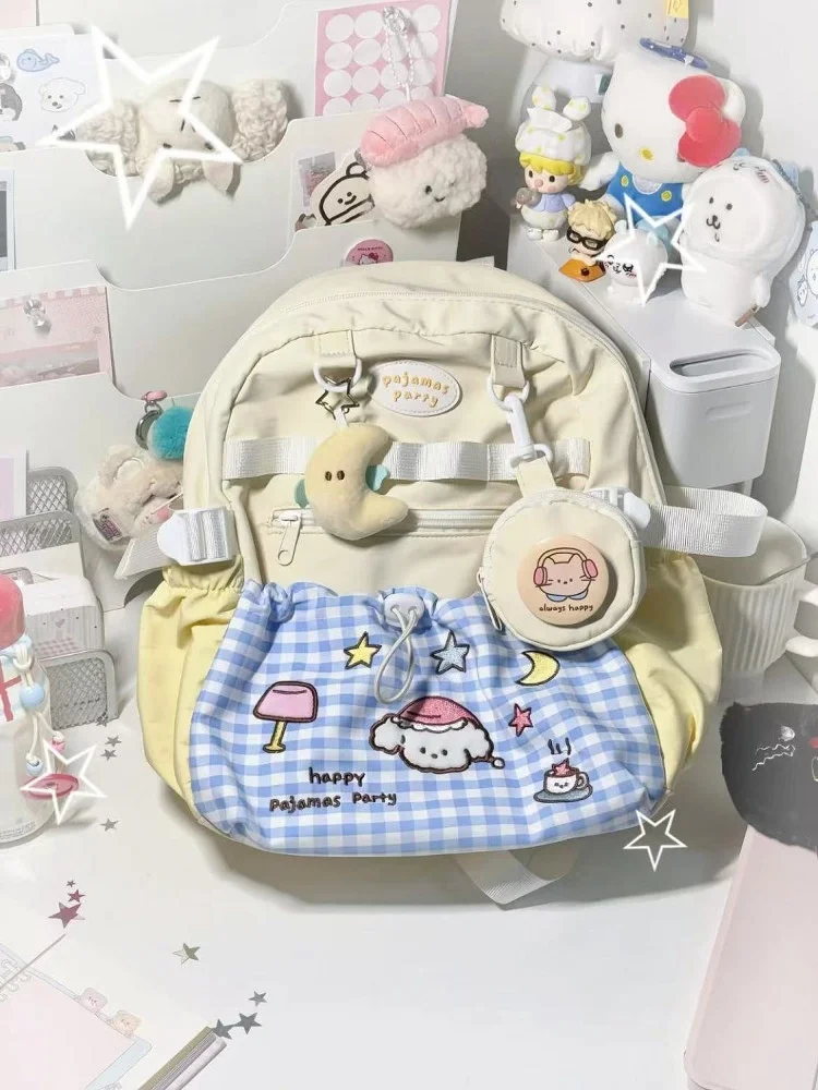 حقيبة ظهر مزدوجة الكتف بتصميم لطيف وشخصي، حقيبة سفر للرحلات الربيعية لطلاب الجامعات، حقيبة مدرسية مقاومة للماء من النايلون