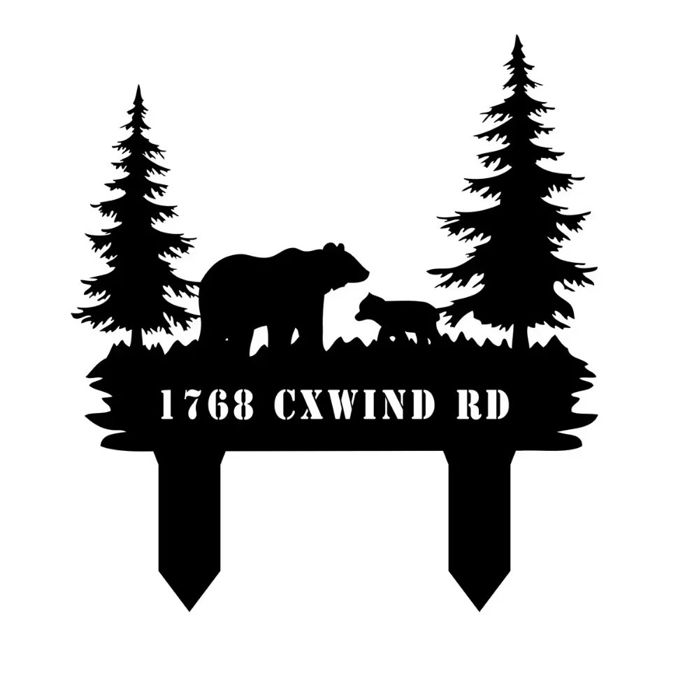 

Exclusive Personalized Metal Bear Cabin Sign. Add Family Name. Ideal for Bear - Decor Lovers.