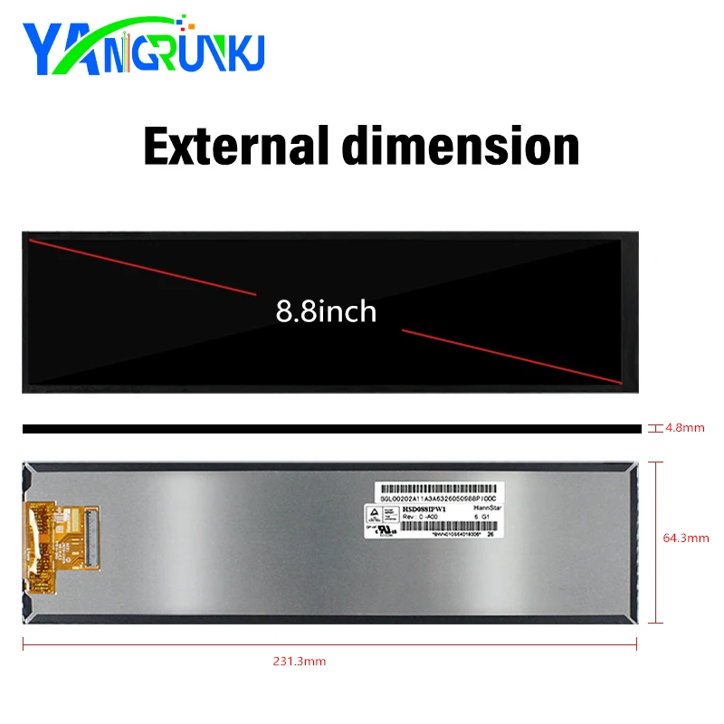 8.8 인치 터치 스크린 드라이버 보드, 1920x480 IPS 스트레치 바 디스플레이, 라즈베리 PI AIDA64 자동 LCD 디스플레이 HSD088IPW1-A00, 신제품