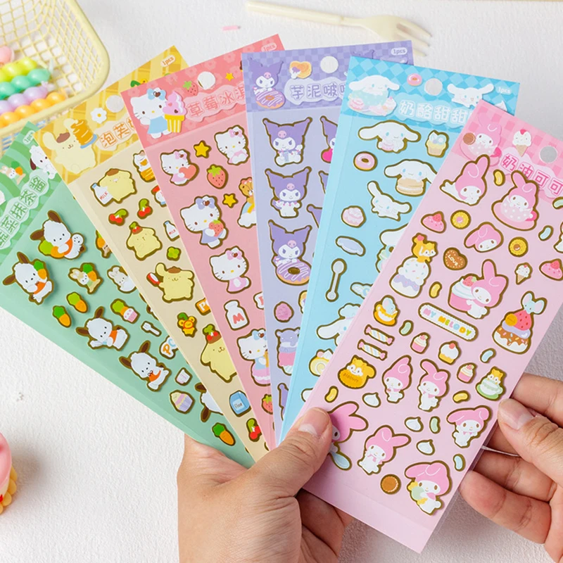 Kawaii Creative Sanrio Stickers Cartoon Decoration Decals Cute Children Reward Sticker Stationery Supplies DIY Stickers Kids Toy