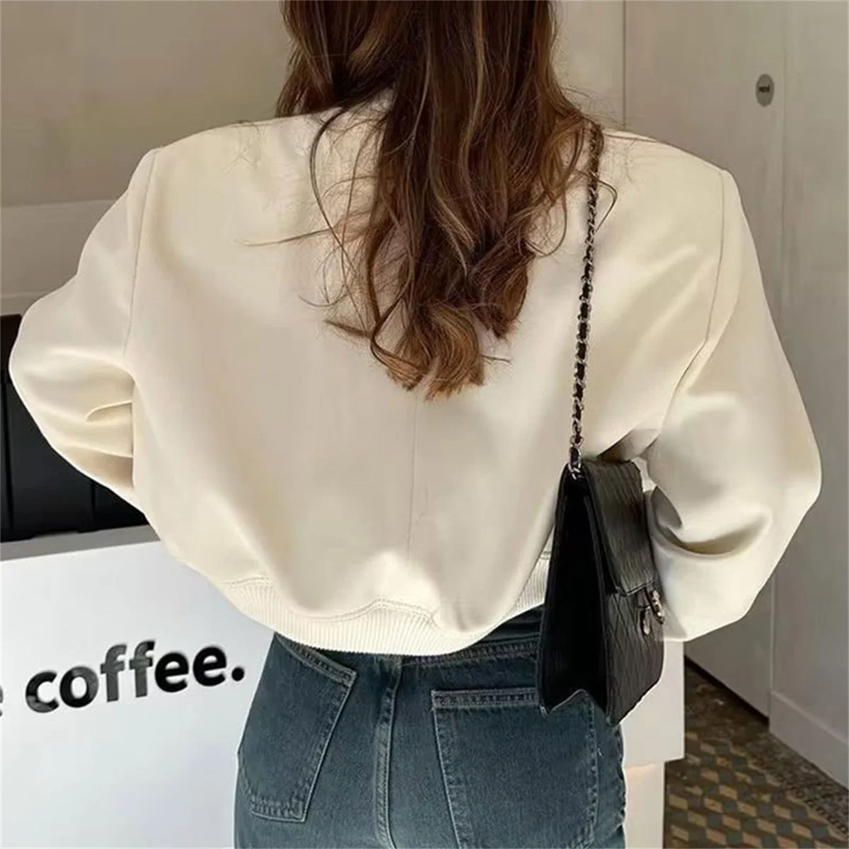 Fashion Single Breasted Jacket For Women 2025 Autumn Spring Long Sleeve Pocket Coat Lady Vintage Loose Streetwear Chic Casual