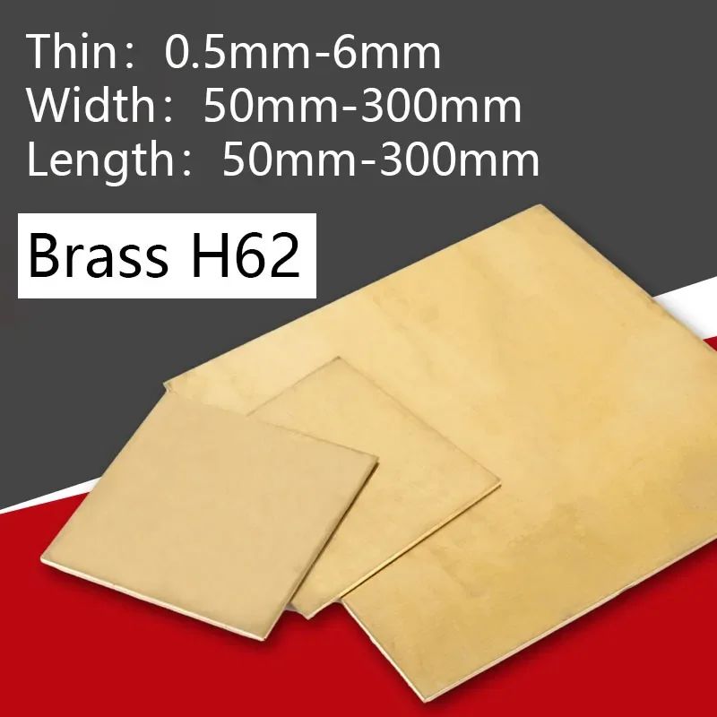 

H62 Brass Flat Sheets Thick 0.8mm 1mm 1.2mm 1.5mm 2mm 2.5mm 3mm 4mm Brass Sheet Plate Length 100/200/300mm