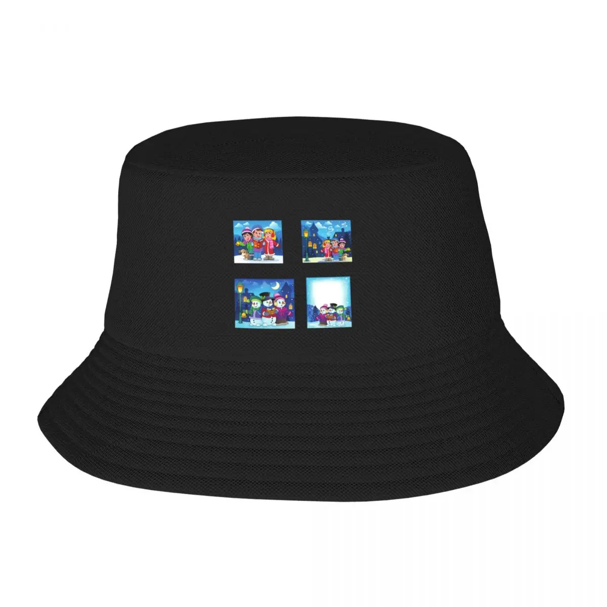 

Beautiful illustrations of carolers on Christmas Eve Bucket Hat boonie hats western hats Hat Men's Women's