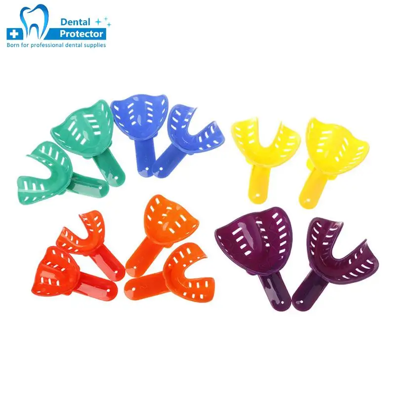 

12Pcs/Set Disposable Plastic Dental Impression Trays Adult And Children Colorful Teeth Holder Kit Dental Central Supply Material