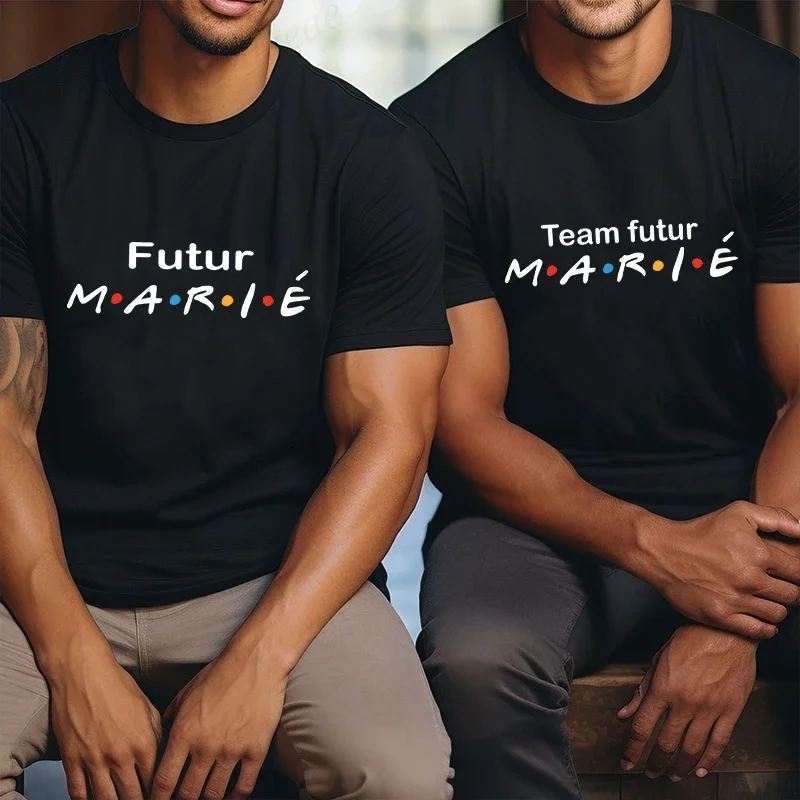 الفرنسية Evg المستقبل العريس فريق تي شيرت أصدقاء واحد حفلة البكالوريوس فرقة التي شيرت وصيف أفضل رجل المشاركة الزفاف تيز #5