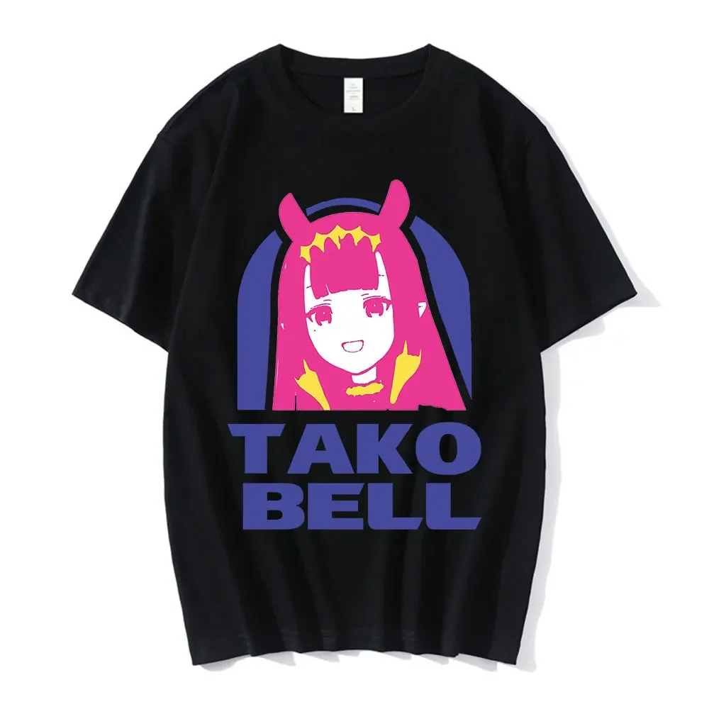 Hololive En Ina Tako Bell Logo Parodia T-Shirt 100% czystej bawełny Hololive En Ninomae Inanis Vtubers Virtual Youtuber Logo Parodia