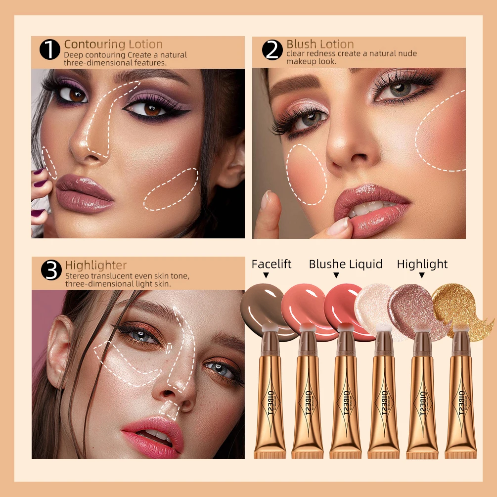 Qibest Pink Pfirsich Flüssigkeit erröten Samt matt Rouge Gesicht Pigment Stick dauerhafte natürliche Creme Wange Tönung erröten Make-up Maquill ajea