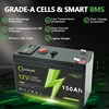 LiFePO4 12V 150Ah 充電式リチウム電池、内蔵 BMS、おもちゃの乗り物、ソーラーパネル、魚群探知機、パワーホイールに最適 2