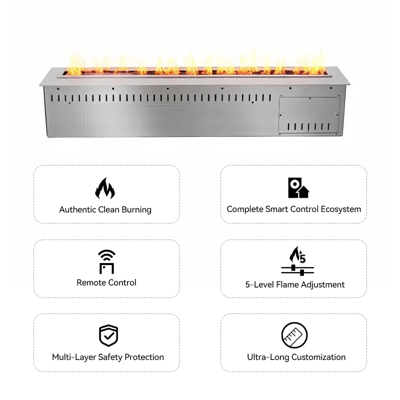Factory Supply Modern Insert Remote Control Bio Smart Electric Ethanol Burner Heaters Fuel Fireplace Restaurant Ambiance view 5
