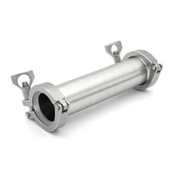 304 encaixe de tubulação de aço inoxidável, tubo do carretel com braçadeira, virola 50,5, 64mm, Length100, 152, 200, 254, 300mm, OD 19, 25, 38, 45, 51