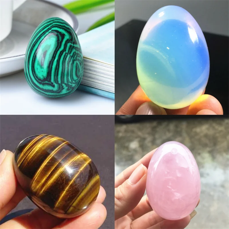 

Natural crystal variety of egg shaped specimen gem crystal healing reiki natural gem egg +base