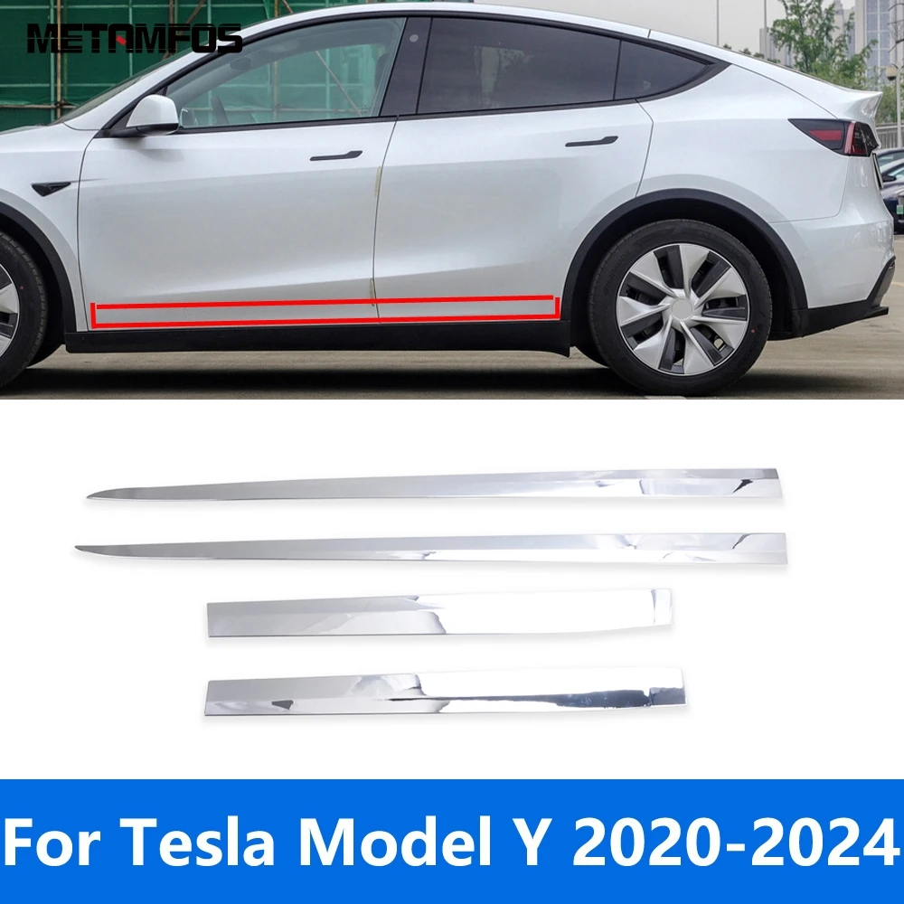 

Аксессуары для Tesla Model Y 2020-2022 2023 2024, углеродное волокно, боковая полоса двери, обшивка, молдинг, наклейка, Стайлинг автомобиля