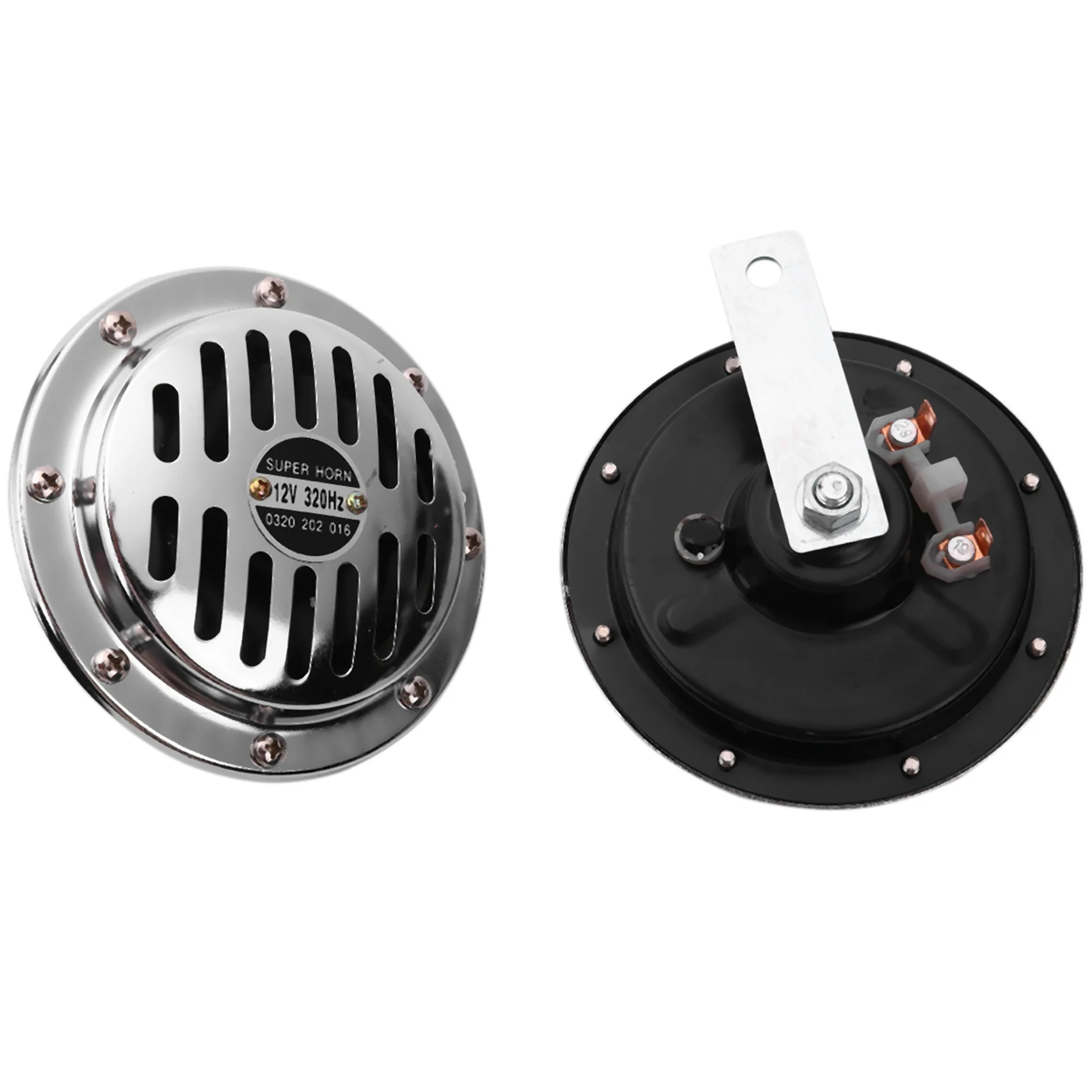 12V 115DB Universal Chrome-Plated Car Horn Compact Super-Sound Car Truck Motorcycle Waterproof Grille Horn Accessories