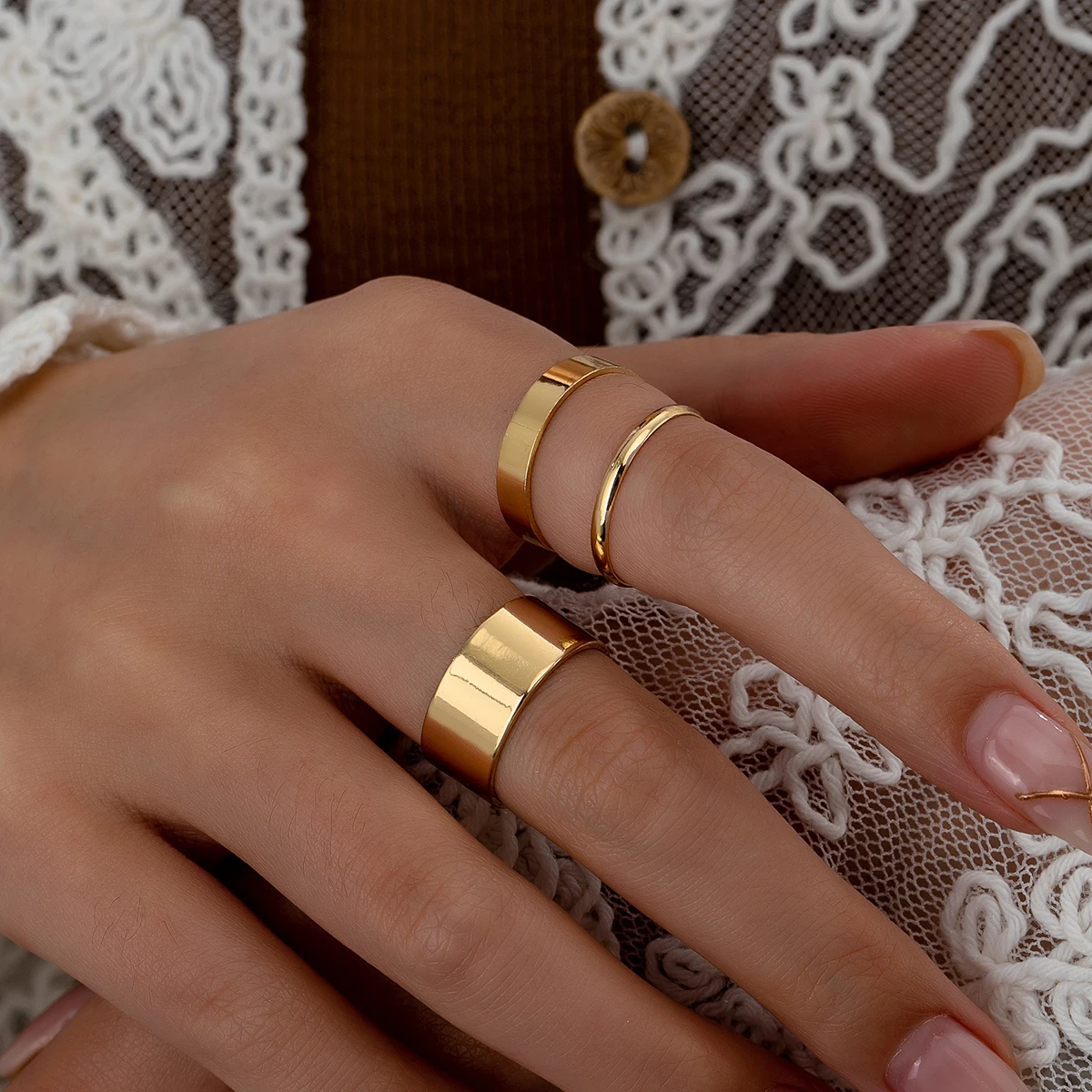 3 Pieces of Fashionable, Simple and Versatile Work Clothing Stacking Rings