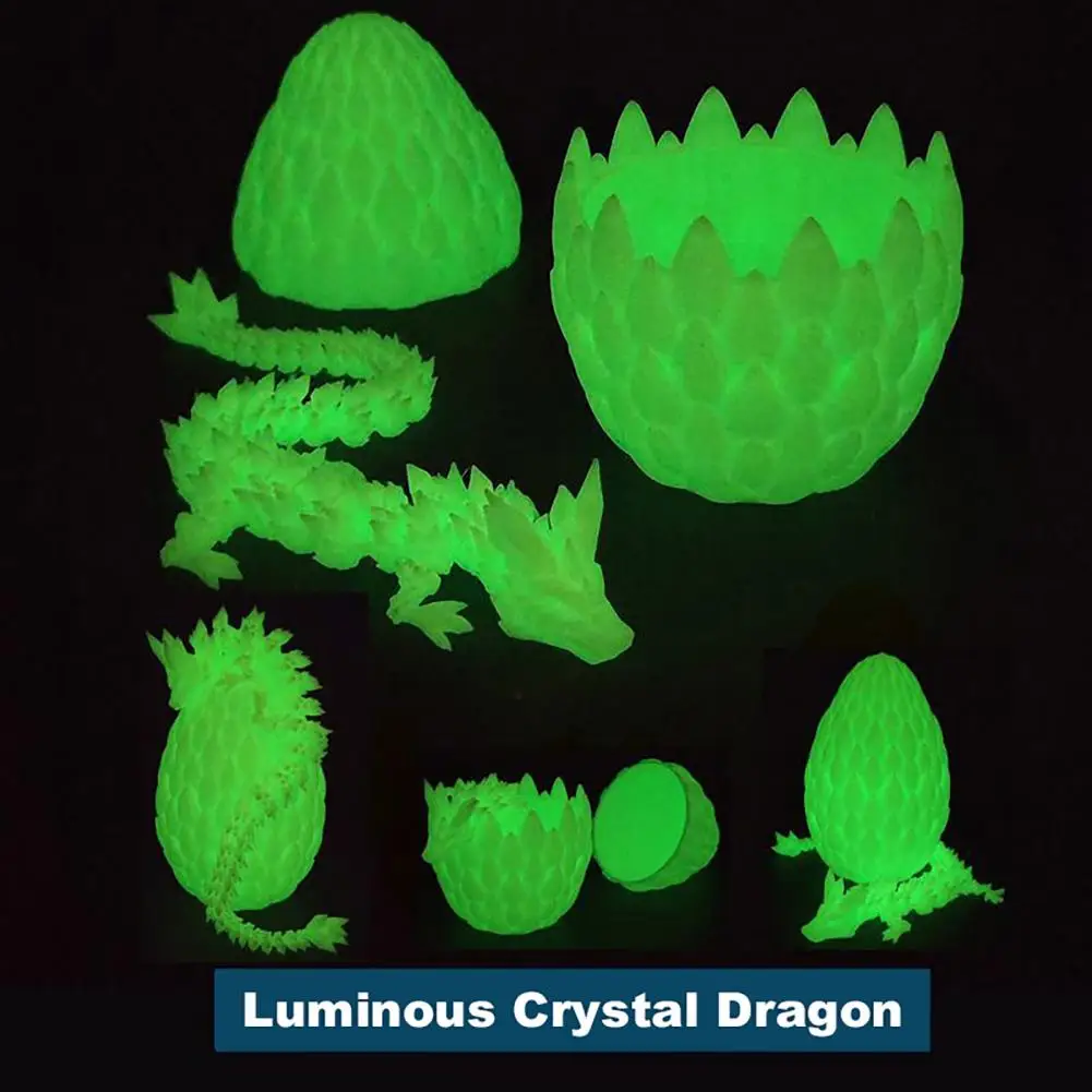 3D Printed Dragon Egg Figurine Movable Joints Articulated Dragon Model Chinese Loong Dragon Egg Figurine Articulated Model Toy