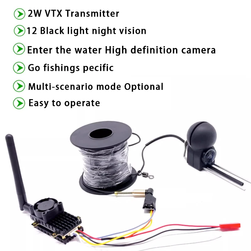 Long Range Underwater 220° Fishing Camera Waterproof have Night Vision 30m with 2000mW vtx transmitter