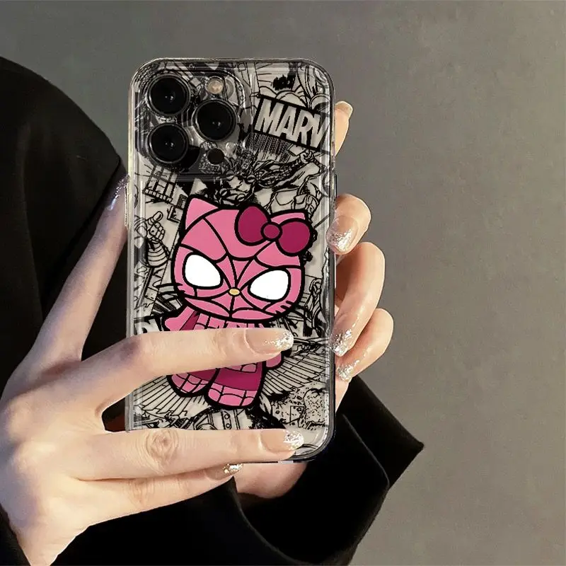 Hello Kitty Marvel Phone Case para OPPO Realme, Capa, C67, C65, C63, C55, C53, C35, C30, C11, 12, 10, 9, 8, 7, 6, 5, 3 Pro Plus, 4G, 5G, Nova Moda