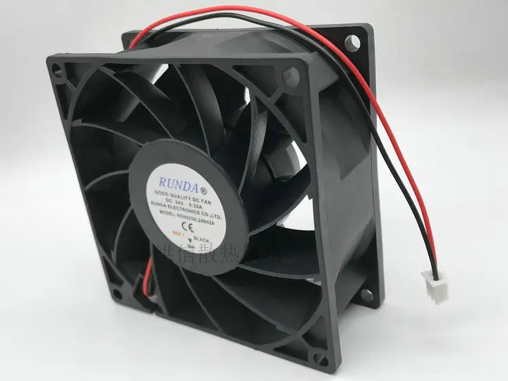 

RUNDA RDH9238L24N42A DC 24V 0.32A 92x92x38mm 2-Wire 90mm Cooling Fan