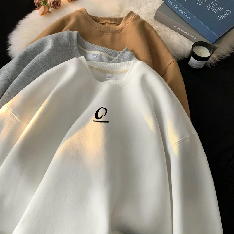Unisex Pure Cotton Sweatshirt Autumn Winter Seasonal Trendy Clothing Casual Loose Fit Long Sleeve round Neck Pullover Hoodie
