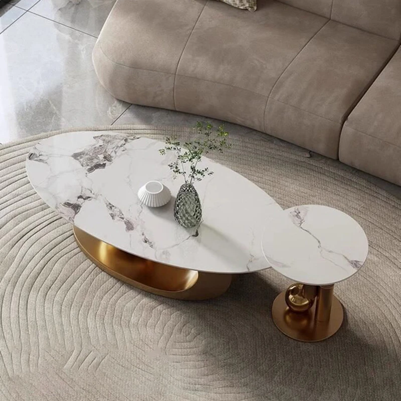 #j.Nordic Coffee Tables Home Sofa Side Table Combination Creative Living Room Furniture High-end Metal Base Center Table⌁