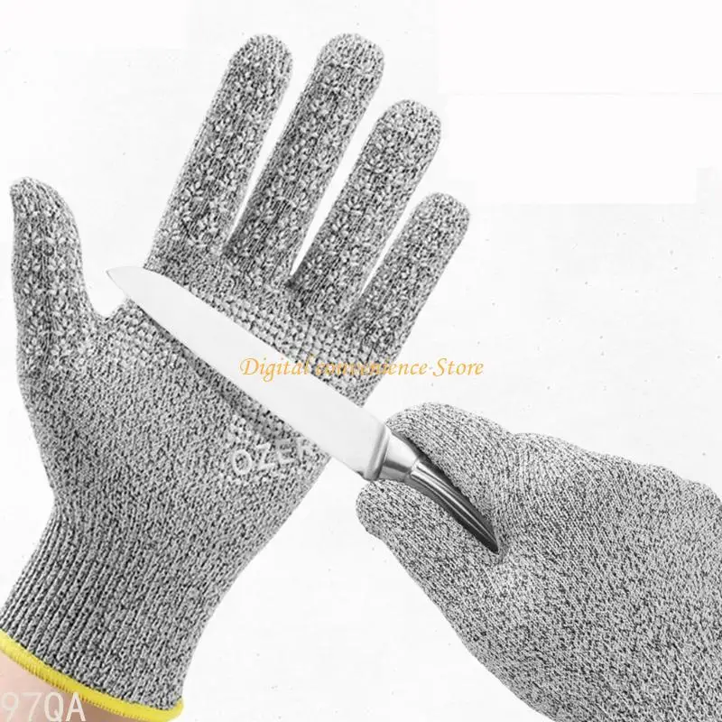 

97QA Cut Resistant Gloves Grade 5 Protections, Safety Kitchen Cut Gloves for Oysters Shucking Butcher Cutting