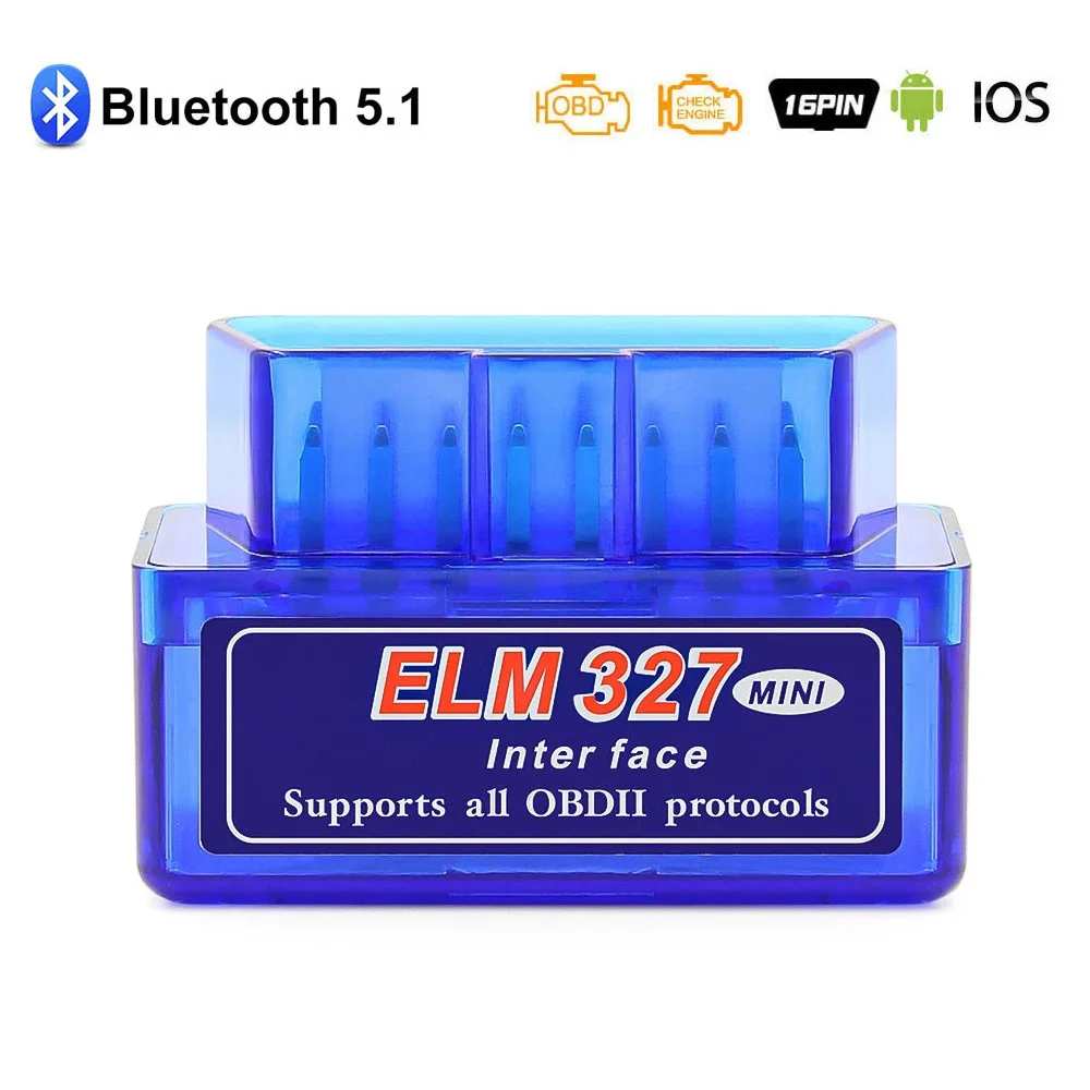 16 PIN Interface V2.1 ELM327 OBD2 Mini Code Reader Scan Tool Car Scanner For Android Diagnostic-Tool for All OBDII Protocols