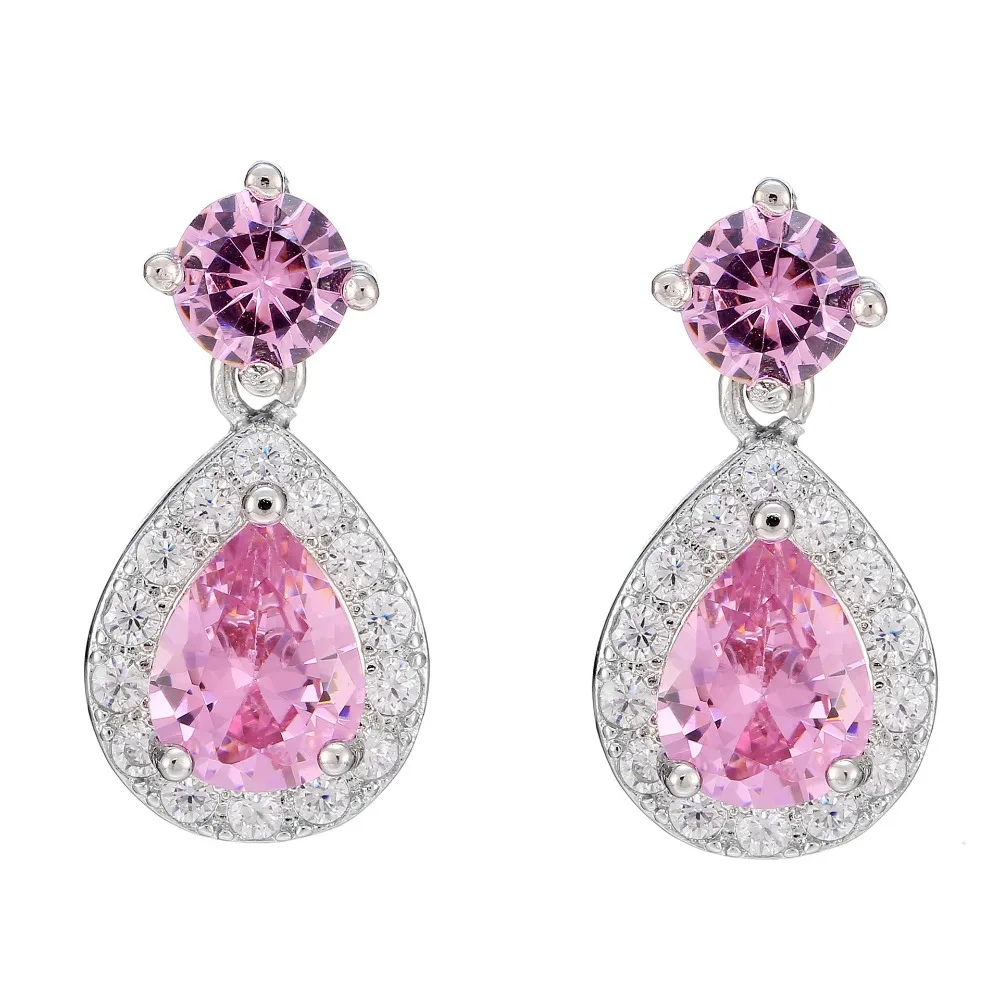 

S925 Silver Earnail Earrings Jewelry Pink Crystal Zirconia Earnail Boutique Jewelry Women Engagement Wedding Birthday Party Gift