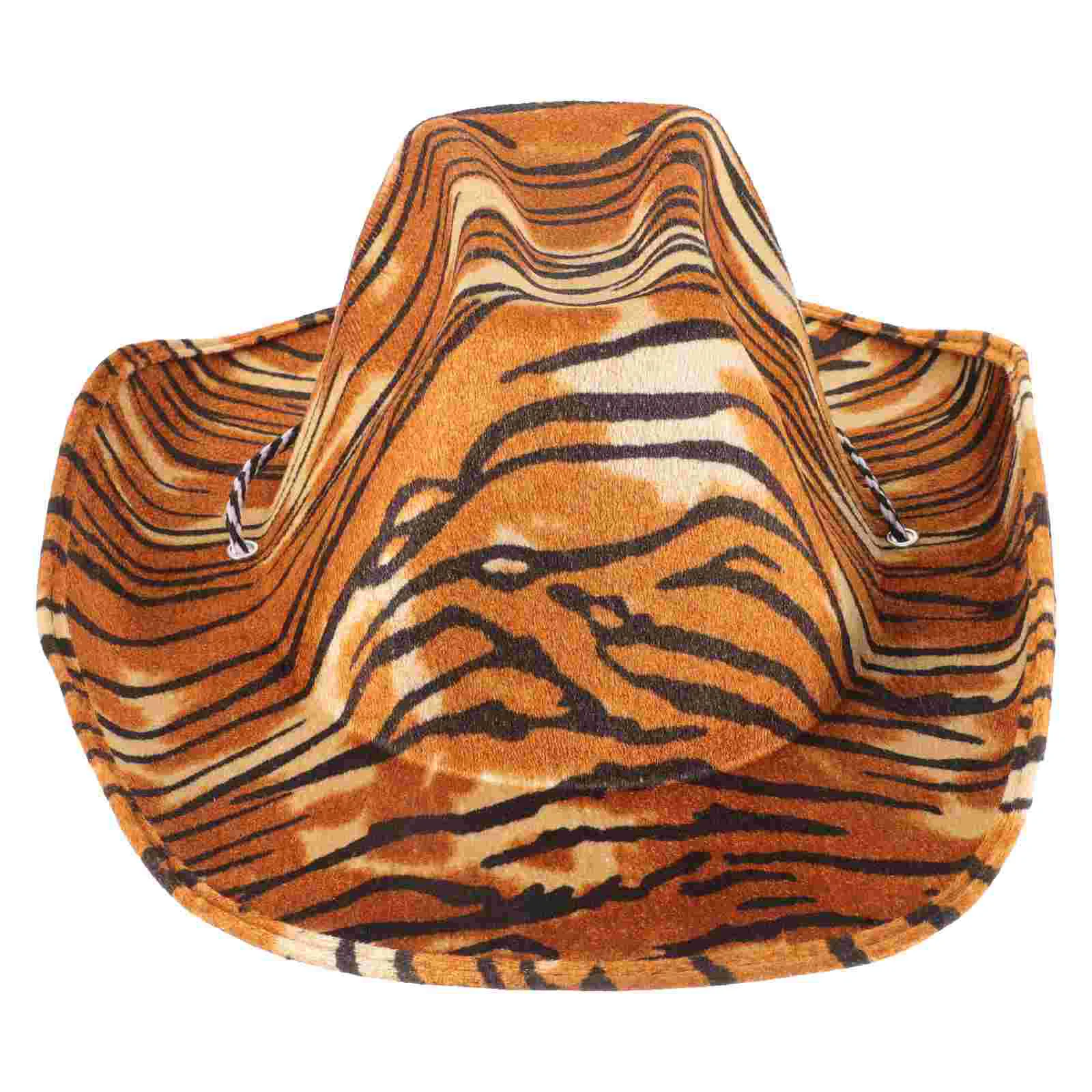 Tiger Cowboy Hat Cowgirl Party Decorations Print Hats Women Halloween Dress up Outfits for Cosplay Unisex Sun Visor and