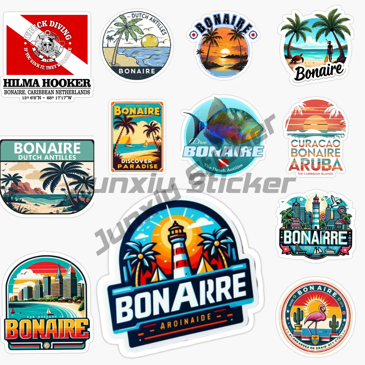 

Флаг острова BONAIRE, национальная эмблема, пейзаж, автомобильная наклейка, модный мотоциклетный стиль автомобиля, защитная крышка, царапины, анти-УФ-наклейка