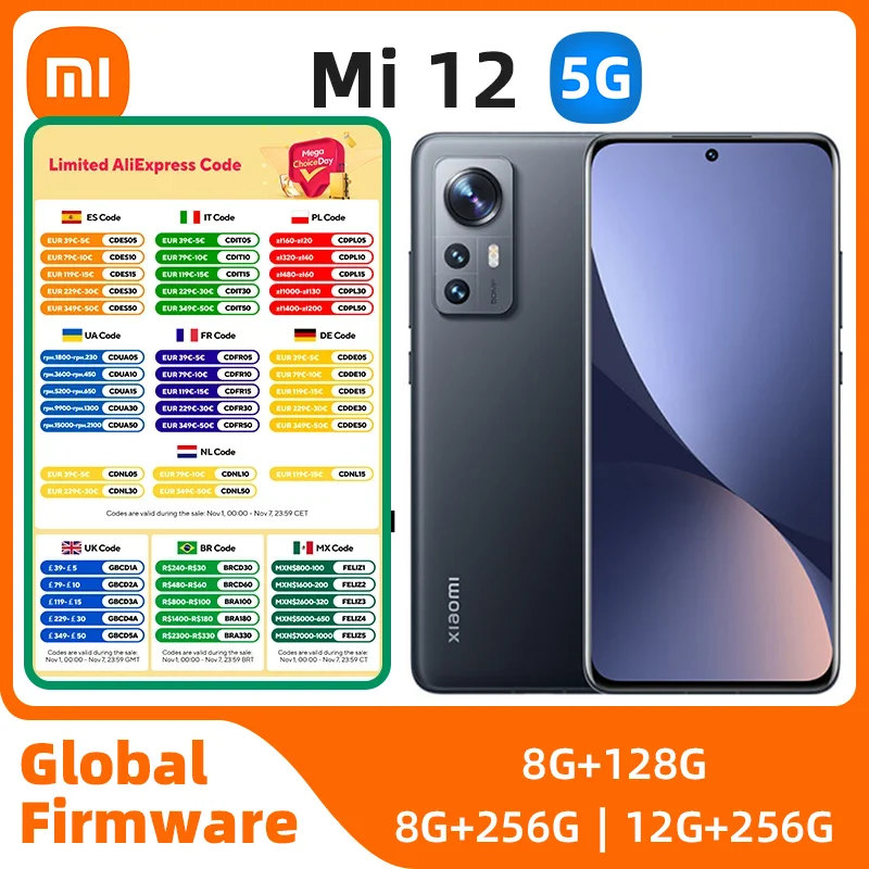 

Xiaomi Mi 12 Android 5G Unlocked 6.28 inch 12GB RAM 256GB ROM All Colours in Good Condition Original used phone