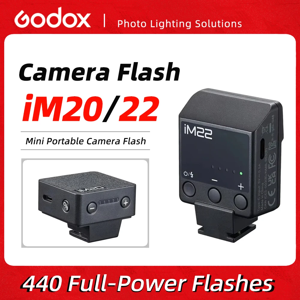 

Godox IM20/IM22 Mini Portable Li-ion Battery Camera Flash - 5 Power LevelsUniversal Hot Shoe Mount for DSLR/Mirrorless Cameras