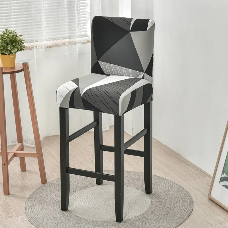 Elastic Short Chair Cover Spandex printed Bar Stool Seat Covers chair Protector Slipcovers for cafe dining room kitchen washable