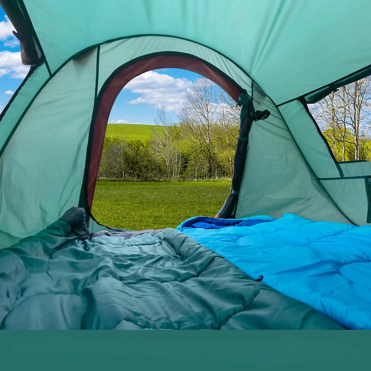 Pop-up tent, 2-persoons kampeertent, instant draagbare strandtent, eenvoudige pop-up schaduwtenten 2 deuren