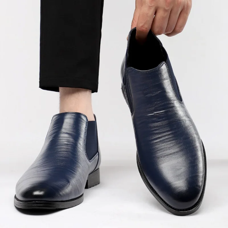 جديد الرجال تشيلسي الأحذية العلامة التجارية الرجعية مريحة بولي Leather الجلود حذاء من الجلد الرجال 2025 موضة أسود براون رجالي كاوبوي التمهيد حجم 39 ~ 48 #5