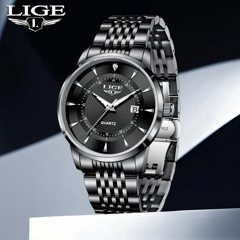 

Новинка 2023 года, роскошные часы LIGE для мужчин, модные деловые кварцевые мужские часы, светящиеся водонепроницаемые наручные часы из нержавеющей стали, Reloj Hombre