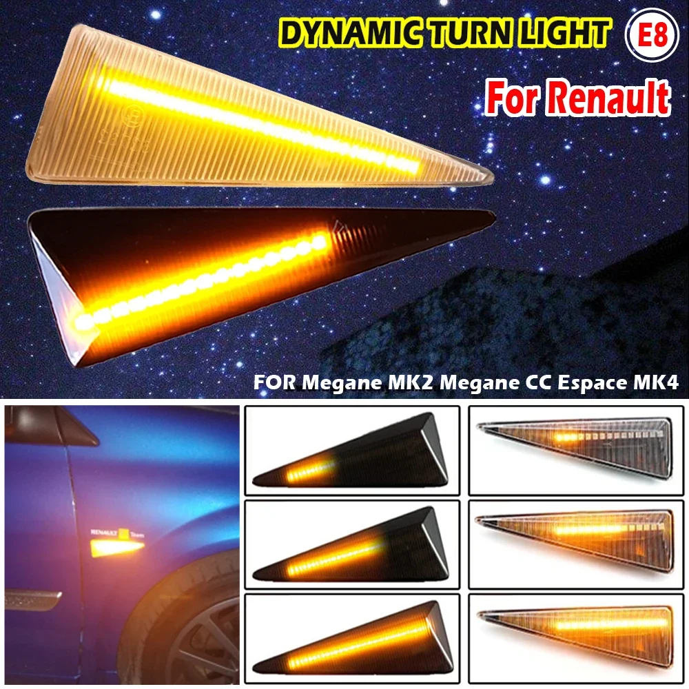 Dynamic LED Flashing Turn Signal Side Marker Lamp Car Light For Renault MK4 Vel Satis Wind Avantime Megane 2 Scenic 2 Espace 4