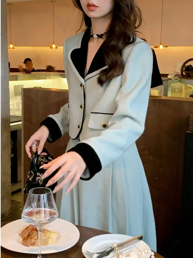 2023 Autumn winter Small Fragrance Two Piece Set Women Short Jacket Coat Long Skirt Suit Fashion 2 piece sets women outfit