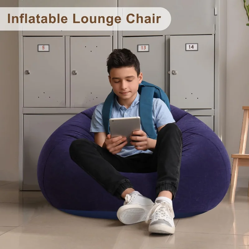 Portable Foldable Round Inflatable Sofa Chair Spherical Leisure Lounge Stool With Air Pump Camping Bean Bag Seat For Bedroom Use